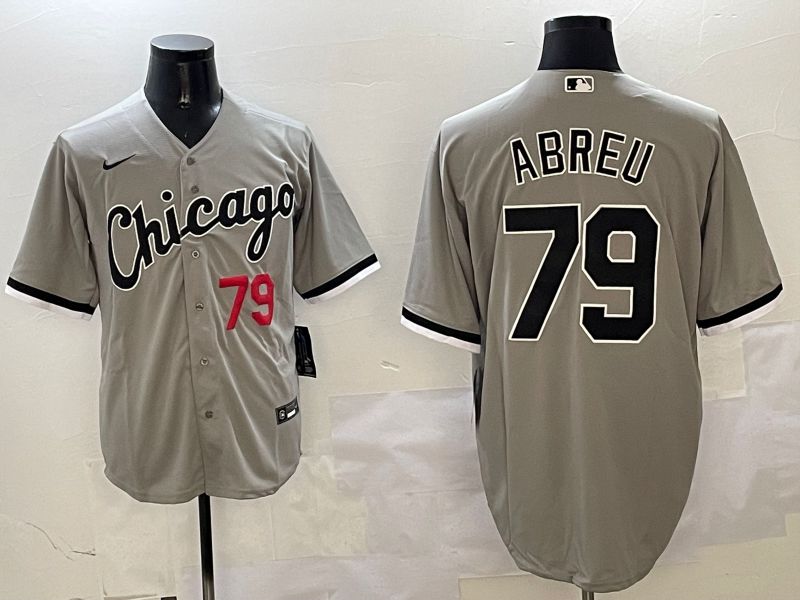 Men Chicago White Sox #79 Abreu Grey Game 2025 Nike MLB Jersey style 4